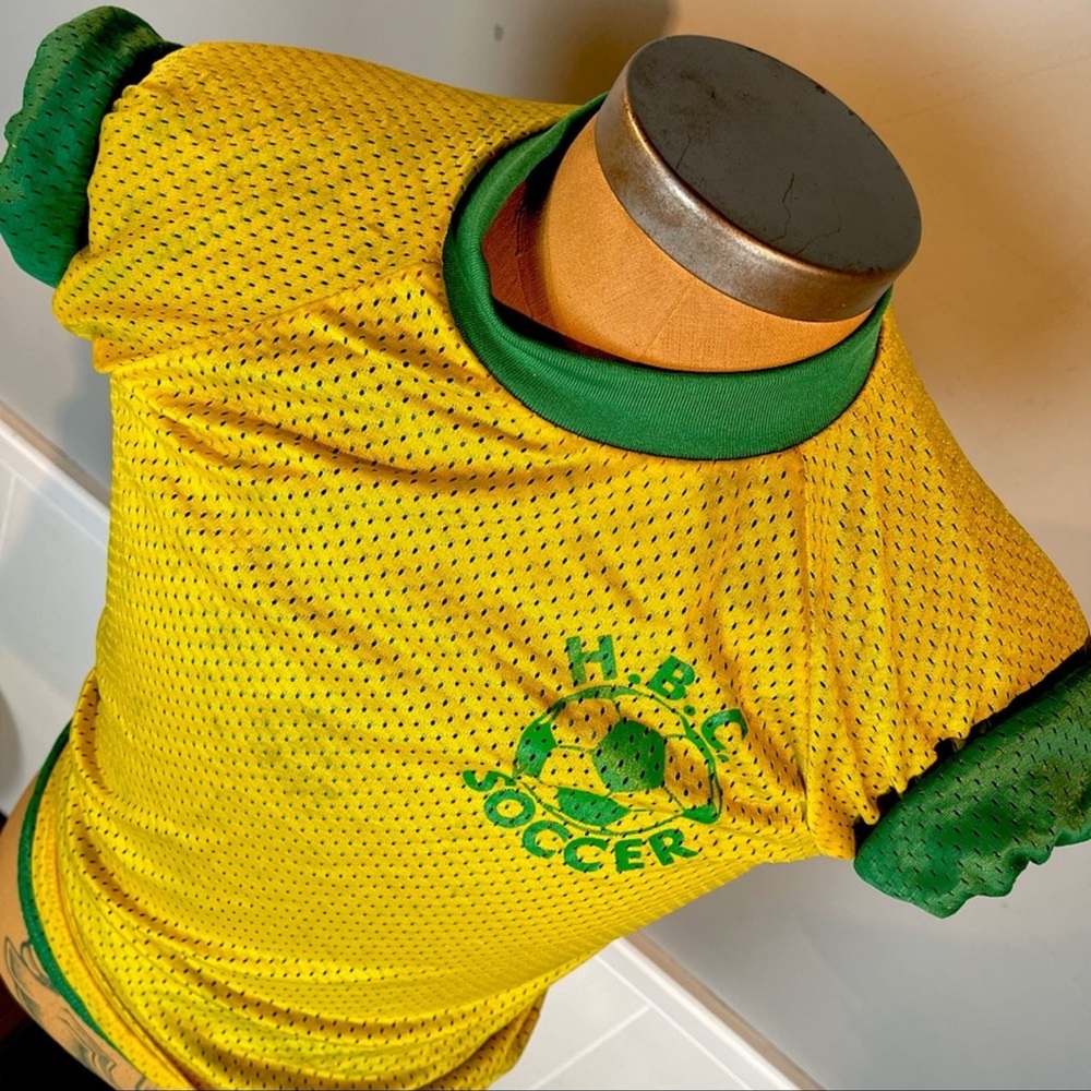 vintage single stitch reversible layered mesh soccer jersey